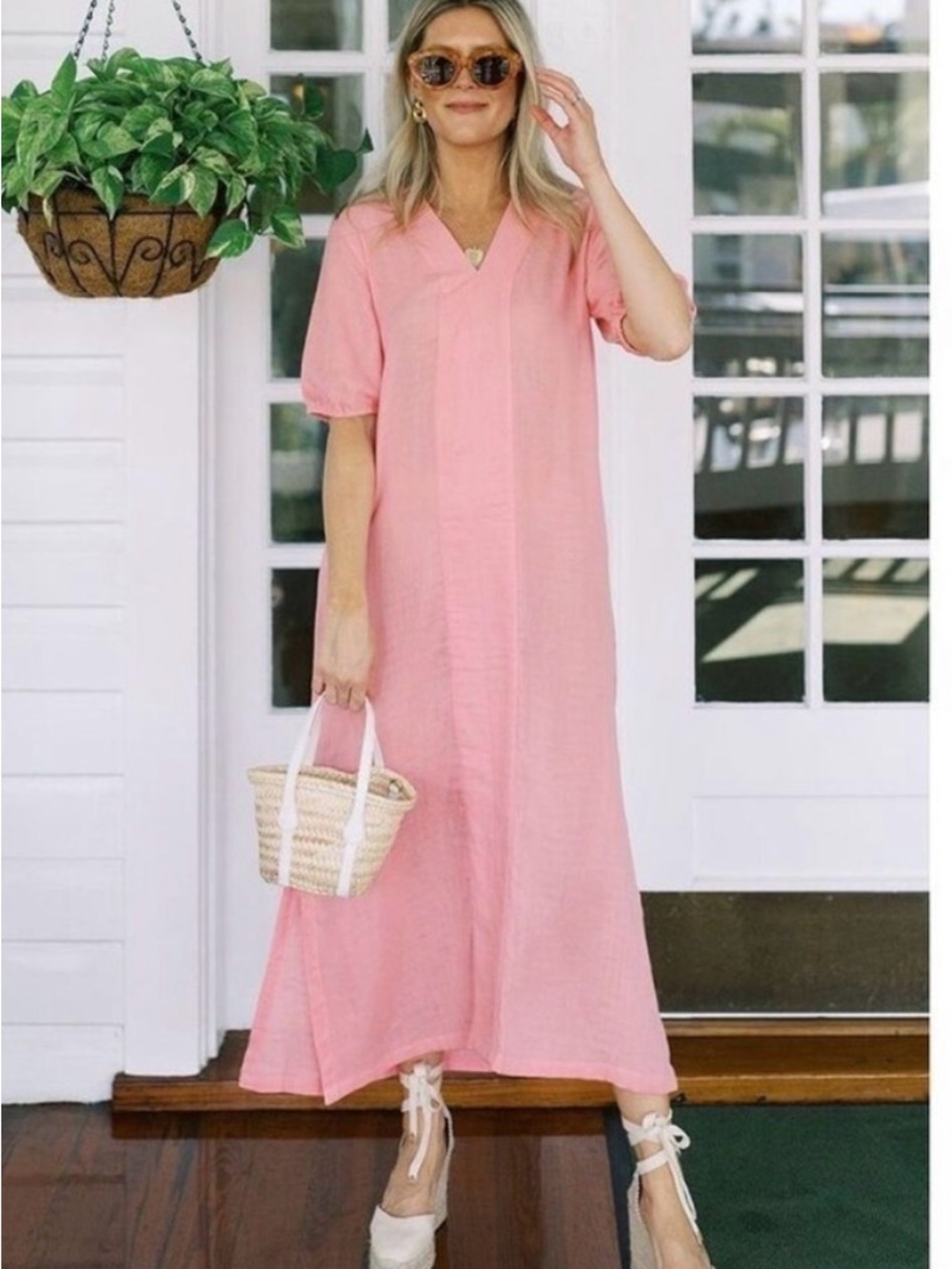 Lake Pink V-Neck Caftan